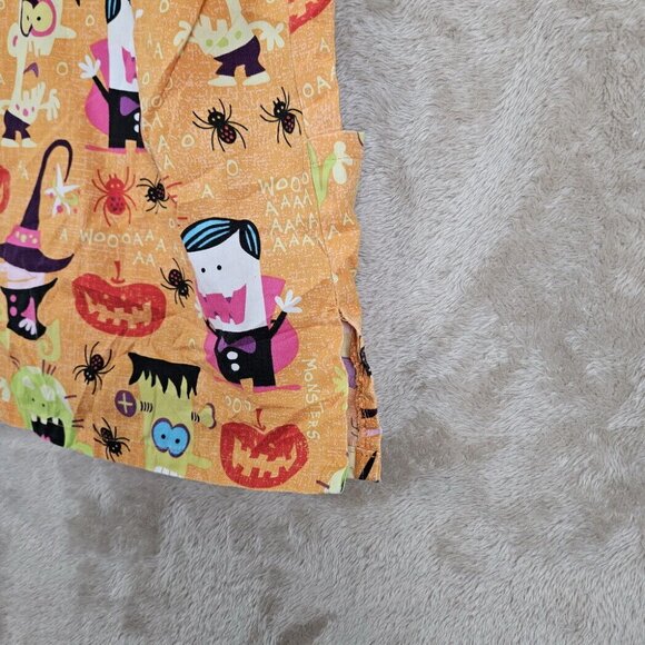 UA Scrubs Halloween Scrubs Frankenstein Vampire Pumpkin Womens XL Orange Pockets - Picture 8 of 10